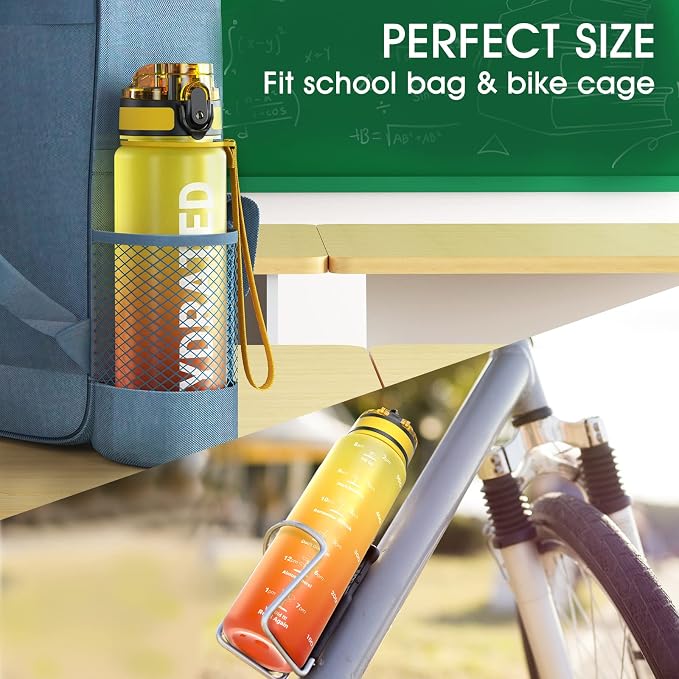 Sahara Sailor Water Bottle 17oz, Tritan Sports Bottle with Time Marker | Bpa Free, Leakproof Wide Mouth With Fast Flow Lid And Cleaning Brush, For Gym School Office Travel, 1 Count