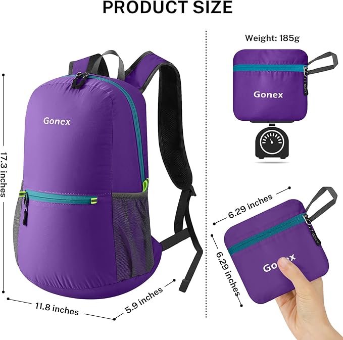 Gonex Ultra Lightweight Packable Backpack Daypack Handy Foldable Camping Outdoor Travel Cycling Backpacking