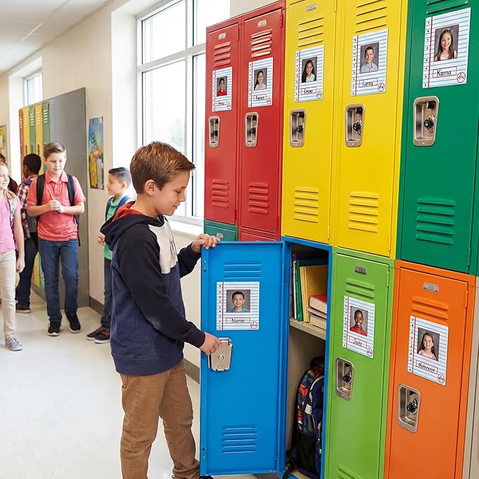 24 Pcs Magnetic Name Tags for Lockers Composition Notebook Dry Erase Labels Student Magnetic Reusable Name Tags with Photo Area for School Classroom Desk Whiteboards Bins Locker Office