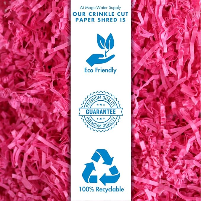 MagicWater Supply - 2 oz - Raspberry - Soft & Thin Crinkle Cut Paper Shred Filler great for Gift Wrapping, Basket Filling, Birthdays, Weddings, Anniversaries, Valentines Day, and other occasions