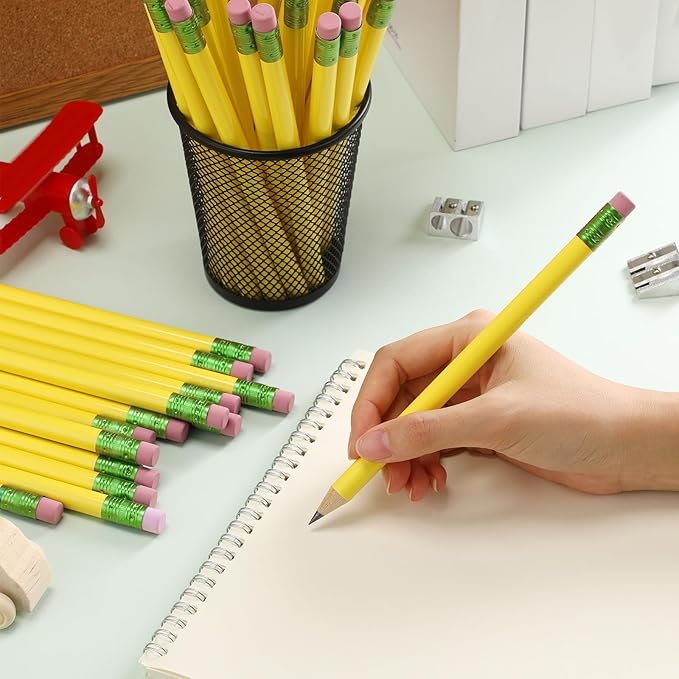 Fainne 48 Pcs Fat Pencils Jumbo Big Thick Large Pencils and 3 Pieces Sharpeners for Kids Beginners Preschoolers Kindergarten School Office Supplies(Yellow+Green,Round)