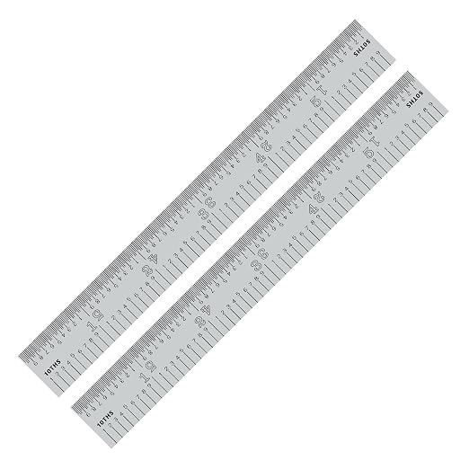 PEC Tools 6"/150mm Metal Ruler, Rigid, Decimal & Metric, 2Pcs