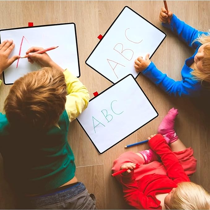 Desktop Dry Erase Board,12" X 9" Small White Board,Portable whiteboard with Stand, Marker and Eraser Wipe, A4 Notebook White Board Easel for Kids Drawing on Desk, for Students Shool (Pink)