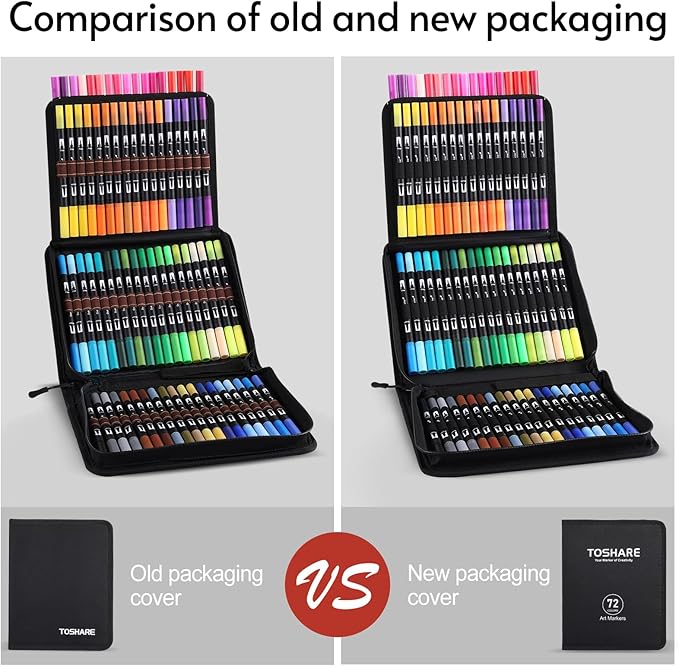 TOSHARE Art Markers Pens Dual Tip Coloring Markers Set with Brush & Fine Nib for Adult Coloring Book Brush Pens Professional Calligraphy & Drawing Art Supplies Kit for Adults (72 Colors)