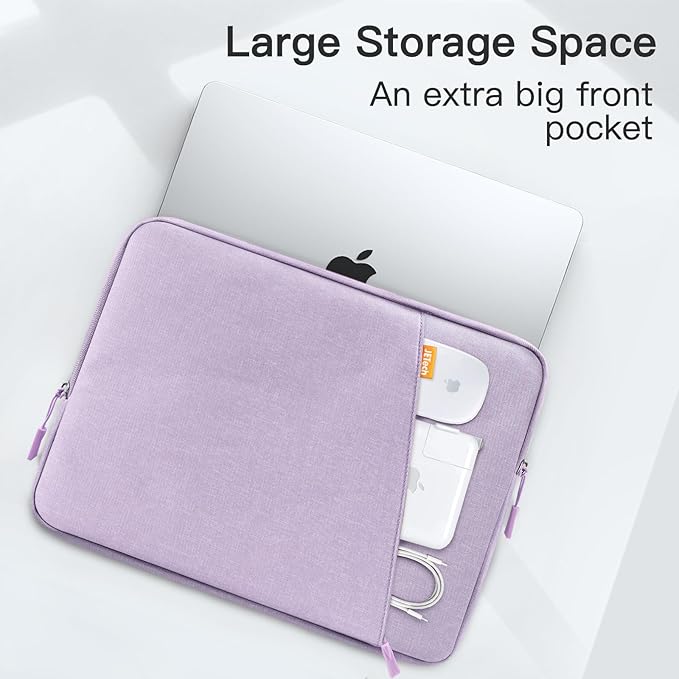 JETech Laptop Sleeve for 15-Inch Notebook, Compatible with MacBook Air 15-Inch M5-M2, MacBook Pro 16-Inch M5-M1, Waterproof Shockproof Case with Accessory Pocket Bag (Light Purple)