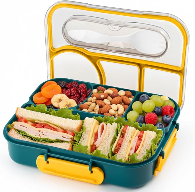 Bento Box for Adults, 4 Compartments Lunch Box, Lunch Containers, Dark Blue