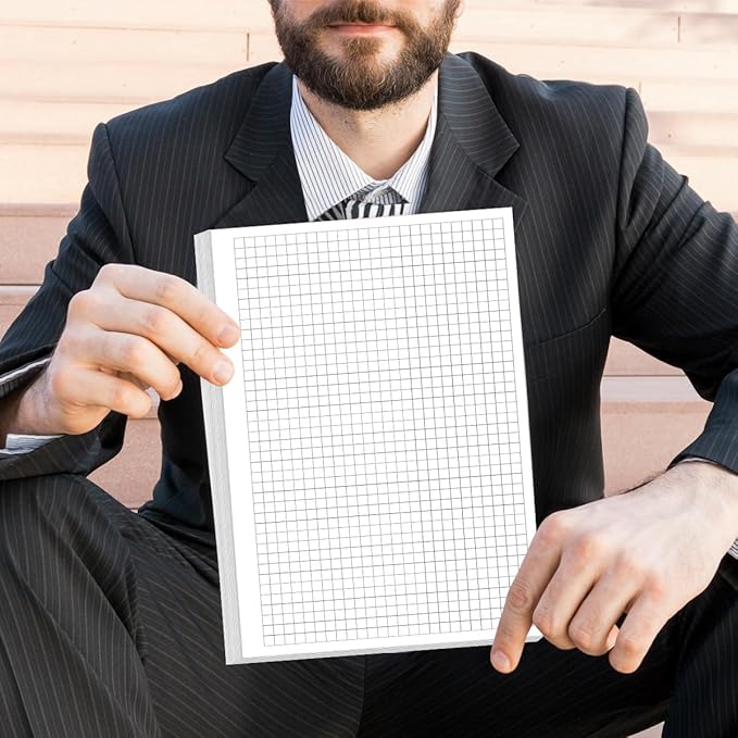 A5 Unpunched Grid Refill Paper - Graph Paper for Ring Binder/Discbound Notebook Planner Inserts, 100 Sheets/200 Pags Grid Paper, 100gsm White Pages, 5.8" x 8.3 "