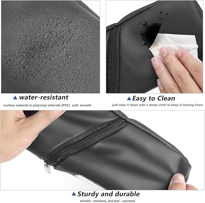 Standing Aesthetic Pencil Case Pouch Large Capacity Preppy,Double Zipper with Handle Multi Compartments Organizer,Black