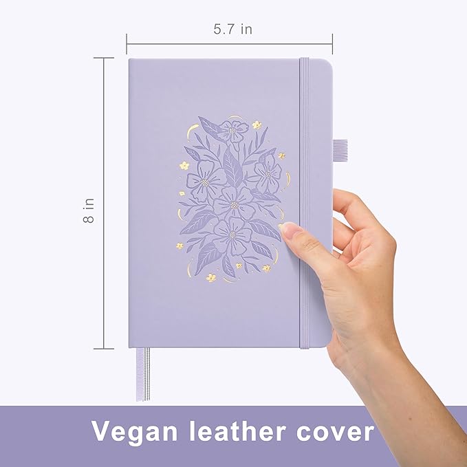 &And Per Se Lined Hardcover Notebook – A5 5.7"x8" College Ruled, 160 Pages, 100gsm Thick Paper – Aesthetic Journal for Women, Gift-Ready Planner, Everyday Writing Notebook (Lavender)