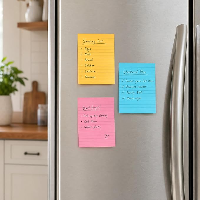 (18 Pads) Lined Sticky Notes 4x6 in Post, Large Notepads with Lines, Pastel Colors Self- Stick Note Pad it, Strong Adhesive, Post on Windows, Doors, Easy to Write for Office, Home, School