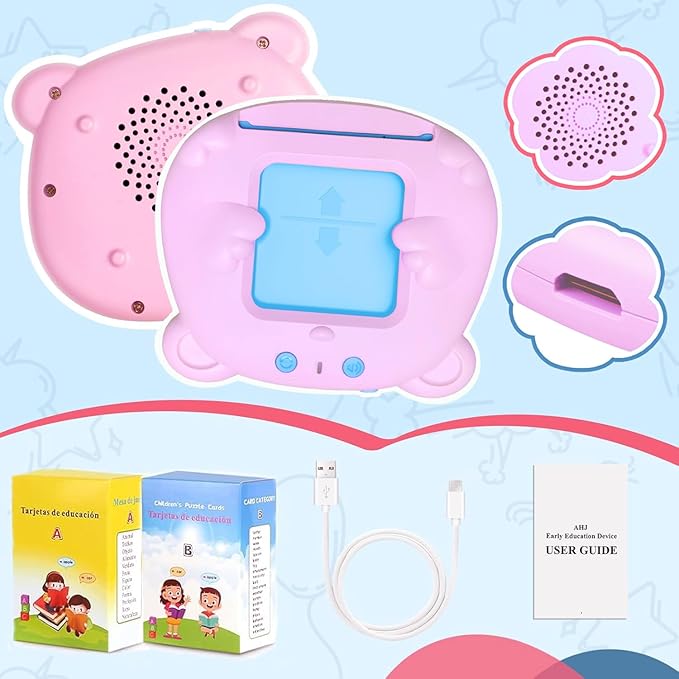 Spanish & English Talking Flash Cards for Toddlers, 510 Sight Words Bilingual Flash Cards, ABC & Number Learning Toys, Montessori Toys, Speech Therapy Toys, Children's Sensory Preschool Birthday Gifts