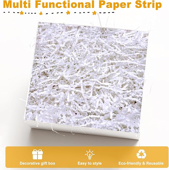 Crinkle Cut Paper Shred Filler,1 LB White Shredded Paper for Gift Boxes Bags Basket Filler Decoration,Grass Cushion Paper Streamer Stuffing for Christmas,Thanksgiving,Mother's Day Gift Wrapping