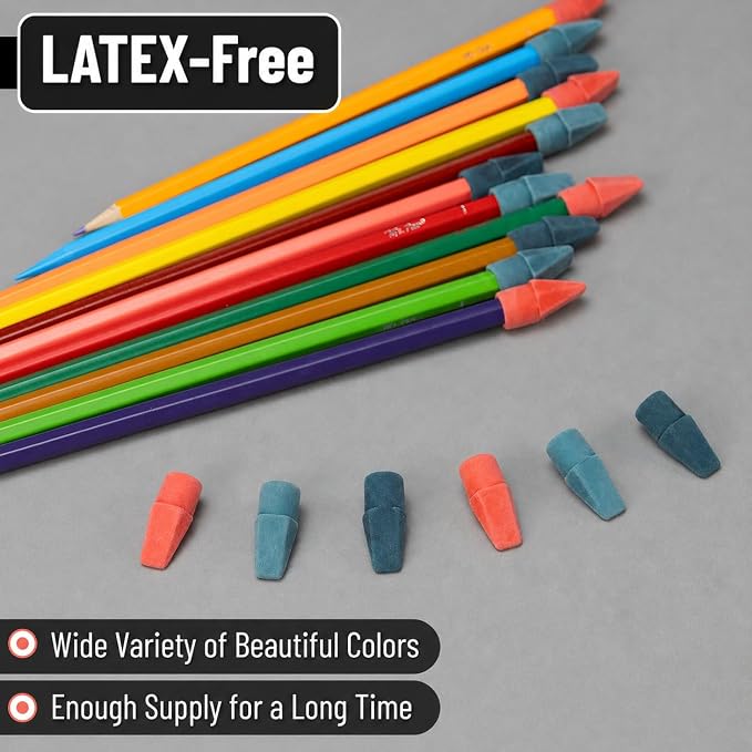 Mr. Pen- Pencil Erasers Toppers, 30 Pack, Colorful