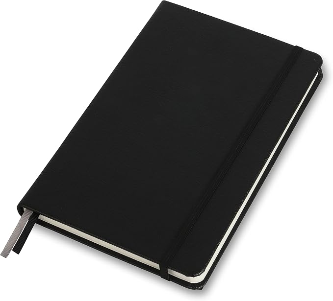 Minimalism Art, Premium Hard Cover Notebook Journal, Medium Size, A5 5.8" x 8.3", 186 Numbered Pages, Gusseted Pocket, Ribbon Bookmark, Extra Thick Ink-Proof Paper 120gsm (Dotted, Black)