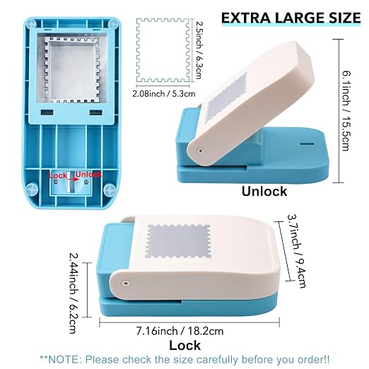 Large Stamp Punch, 2.5x2.1inch Extra Large Postage Stamps Punch, Stamps Maker, Stamp Cutter Hole Punch, Rectangle Stamp-Shaped Paper Punch for Crafting DIY Scrapbooking Journaling Paper Crafts