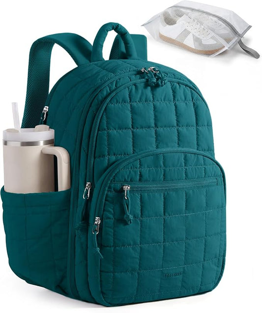 BAGSMART Travel Backpack for Women, 17.3" Carry on Backpack, Ink Green | Airline Approved Personal Carry-on Size, Shoe Bag & TSA-approved Toiletry Bag, Trolley Sleeve, Water-Resistant