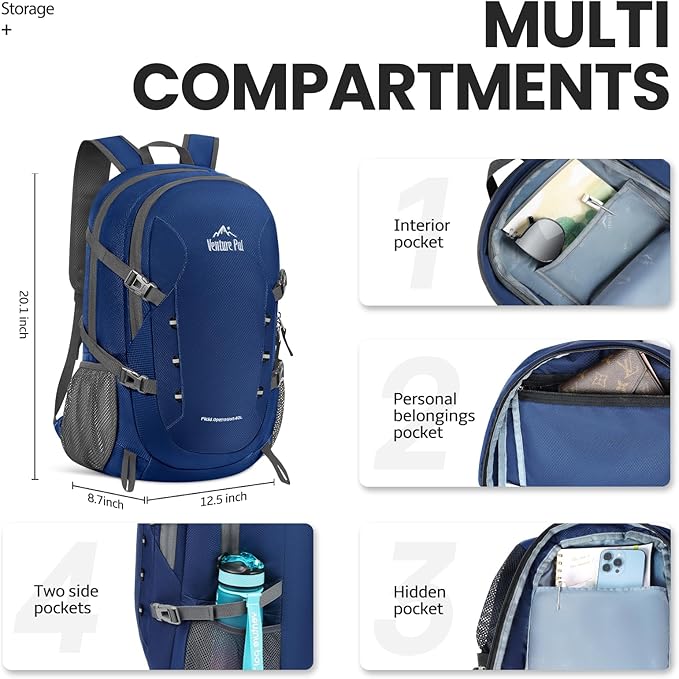 Venture Pal 40L Lightweight Packable Travel Hiking Backpack Daypack