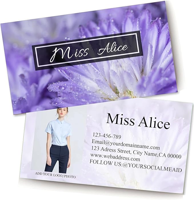 Customized Name Cards 500 PCS, Customized Design with Picture Texture All Business Designs cards No Additional Charge (Color-F)