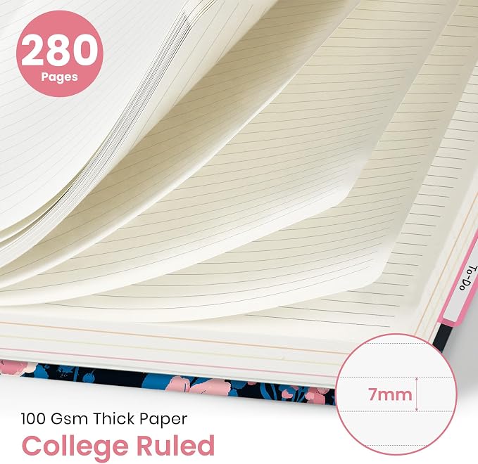 Taja Pretty Large Spiral Lined Notebook for Work with 5 Removable Dividers