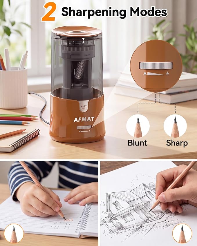 AFMAT Electric Pencil Sharpener, Plug-in Pencil Sharpener for 6-12mm Pencil
