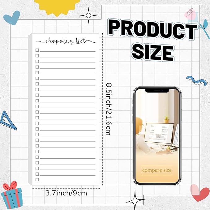 Censen 10 Pack 500 Sheets Shopping List Notes Daily Checklist Notepads with 50 Sheets Each Undated Memo Pad Color Block Shopping List Pad Weekly Plan Notepad Organizer Planners(White)