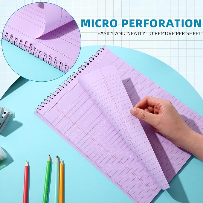 25 Pack Pastel Colored Legal Pads Top Bound Spiral Notebook College Ruled Steno Pads 8.5 x 11, 5 x 8 Inch Hard Cardboard Paper Notepad for Office School (8x11 Inch)