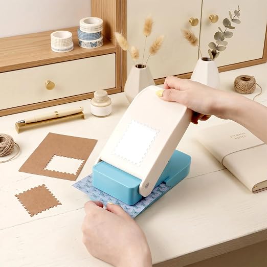 Large Stamp Punch, 2.5x2.1inch Extra Large Postage Stamps Punch, Stamps Maker, Stamp Cutter Hole Punch, Rectangle Stamp-Shaped Paper Punch for Crafting DIY Scrapbooking Journaling Paper Crafts
