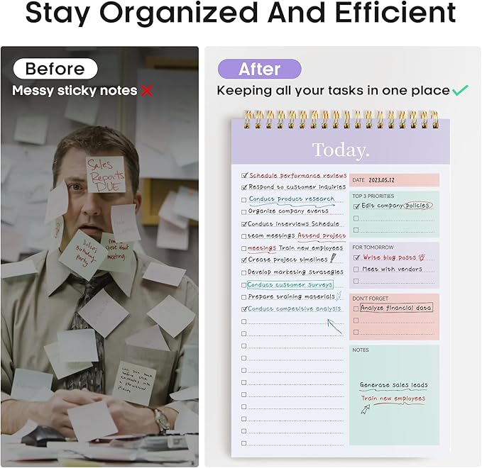Taja 6 Pack of To Do List Notepad - To Do List Notebook for Work with 52 Sheets, 9.8" x 6.5", Undated Daily Planner Perfect for Daily Tasks and Goal Setting, Notepad Suitable for Office, Home & School - Violet Dream