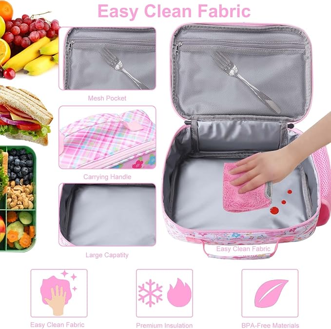 RHCPFOVR Kids Lunch Bag - Insulated Lunch Box for Boys Girls,Washable Lunch Bag and Reusable Toddler Leak-proof Lunchbox for School and Daycare