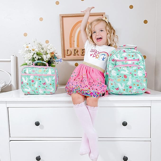 mibasies Kids Lunch Box for Girls Toddler, Insulated and Reusable Lunch Bag for School, Rabbit