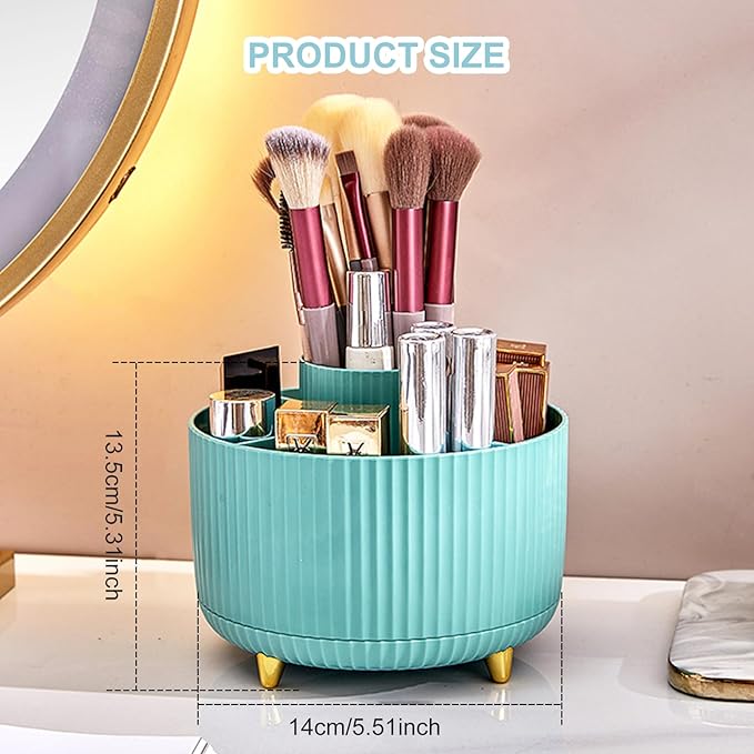 Cayxenful Pencil Holder For Desk,5 Slots 360°Degree Rotating Desk Organizers And Accessories,Desktop Storage Stationery Supplies Organizer, Cute Pencil Cup Pot For Office, School, Home (C-Blue)