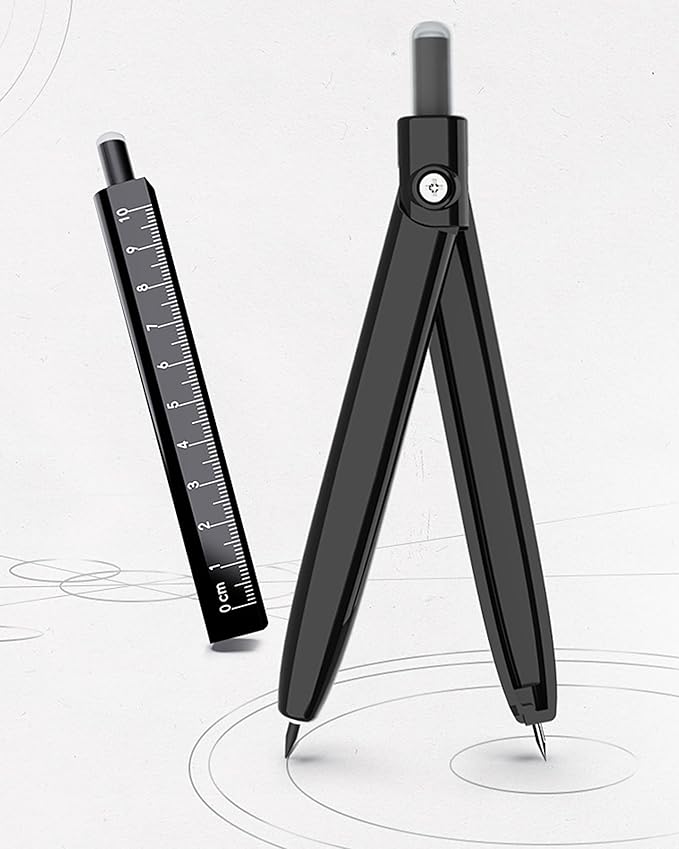 LABANCA 8 Pcs Compass Set with Protractor Rulers Pencil for Math Geometry (07734 Black)