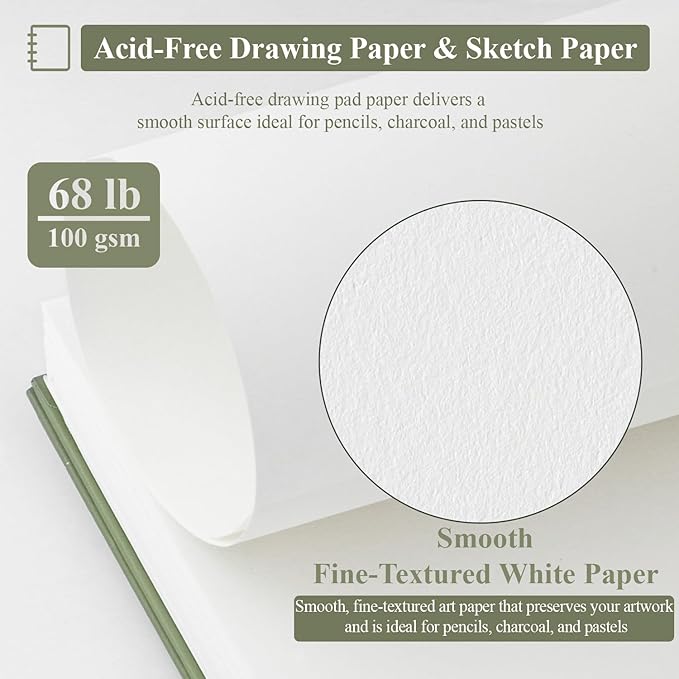 SuFly Small Sketchbook, Sketch Book 5.5 X 8.5, Pack of 1 (68lb/100gsm), 100 Sheets Artist Sketch Pad, Acid Free Drawing Paper, Art Paper for Drawing and Painting & Adults.
