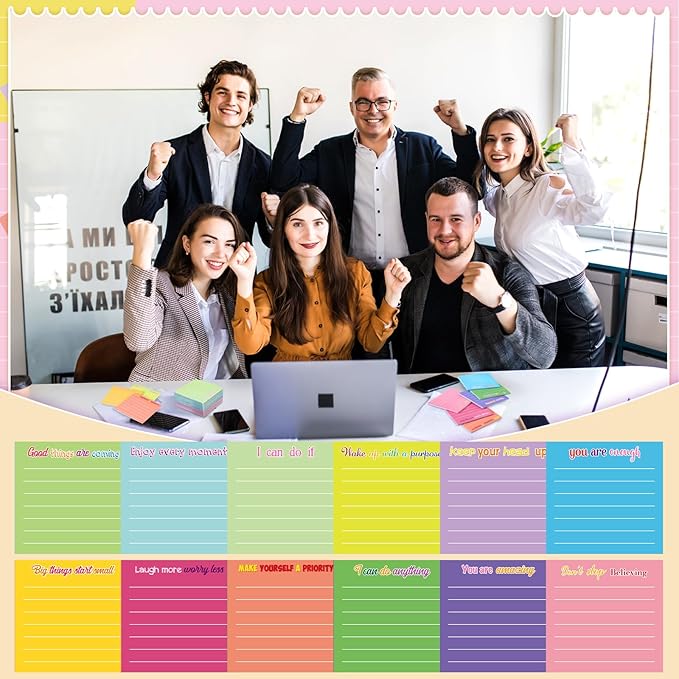 Yinder 24 Pcs Inspirational Sticky Notes Cute Motivational Sticky Notes Pad End of Year Employee Appreciation Gifts Bulk for Teacher Nurse Coworkers Office Supplies 3 x 3'' (Inspirational,Dark Color)