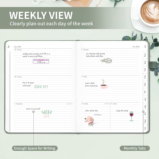 Planner 2026-2027, 8.5" x 11" Weekly and Monthly Planner with Tabs from Jul 2026 - Jun 2027 Academic Year, A4 Large Hardcover Agenda Calendar with Date for School & Office Schedule, Sage Green
