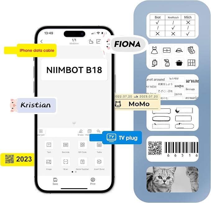 NIIMBOT Thermal Transfer Cable Label 0.49" x 4.29", for N1(B18) Label Maker | 60 Labels/Roll, PET Material, Waterproof and High-Temperature Resistance, Long Storage Time, Yellow