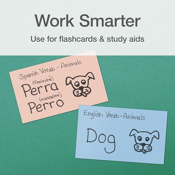 Oxford Blank Index Cards, Blank Note Cards, Flashcards for School, 4 Assorted Pastel Colors: Gray, Peach, Light Blue and Light Green, 3 Inch x 5 Inch, 200 Cards Per Pack (1017487)