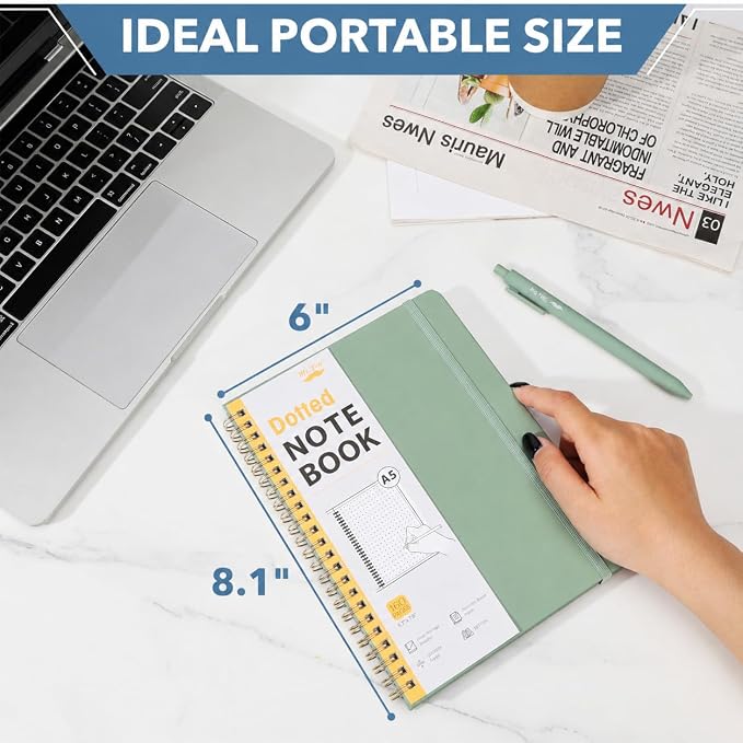Mr. Pen- Dotted Spiral Journal Notebook Set, A5 (5.7"x7.9"), 160 Pages