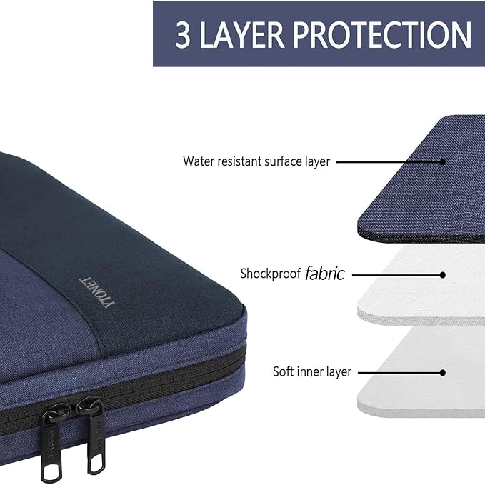 Ytonet Laptop Sleeve Case 15.6 Inch, Slim Water Resistant TSA Laptop Cover with Handle Protective Computer Carrying Case Compatible with MacBook Air/Pro HP Dell Lenovo Asus Notebooks, Dark Blue