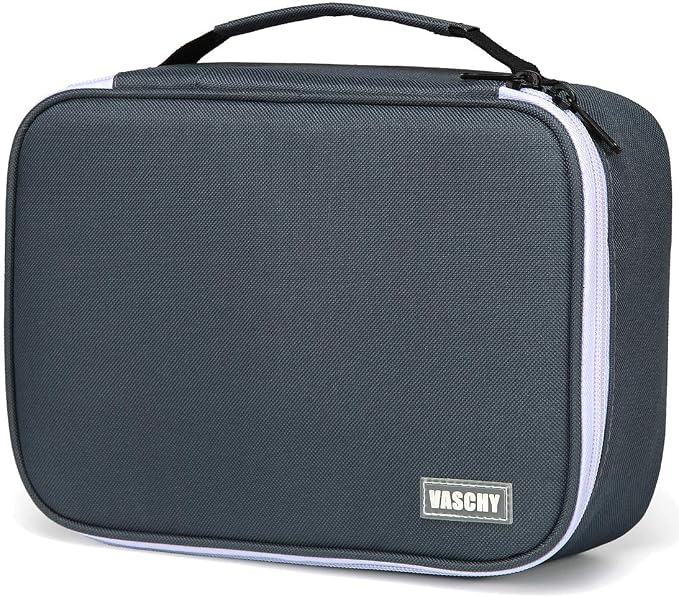 VASCHY Large Pencil Case, Art Color Pencils Pouch with Detachable Layers Multiple Zip Pockets for School Office Stationary Organization Dark Gray