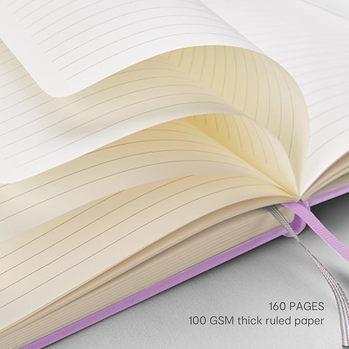 &And Per Se Lined Journal and Pen Set, A5 Leather Hardcover Notebook with Pen & Stationary Set, 160 Pages 100GSM Thick Ruled Paper Journal for Business Work Writing (Purple)