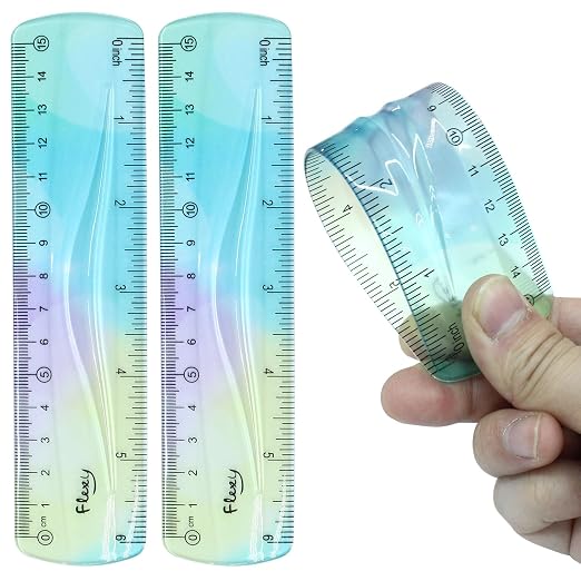 Hitefu 2 Pcs Plastic Flexible Ruler, 6 Inch(15 cm)