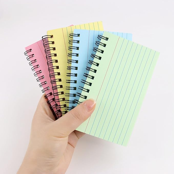 200 Sheets Spiral Index Cards 3 x 5 Inches Spiral Bound Ruled Note Cards for School Office Flash Cards with Ring for Memory Learning Taking to Do List Spiral Flashcards with Cover (4 Colors)