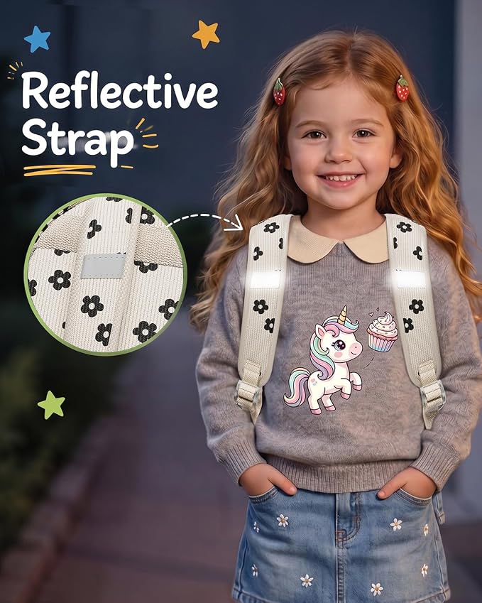 Corduroy Toddler Backpack for Preschool Boys Girls Ages 2-4 | 12 Inch Water-Resistant Small Kids Backpack for School & Travel, Lightweight Daycare Bookbag(Medium,Black Floral)