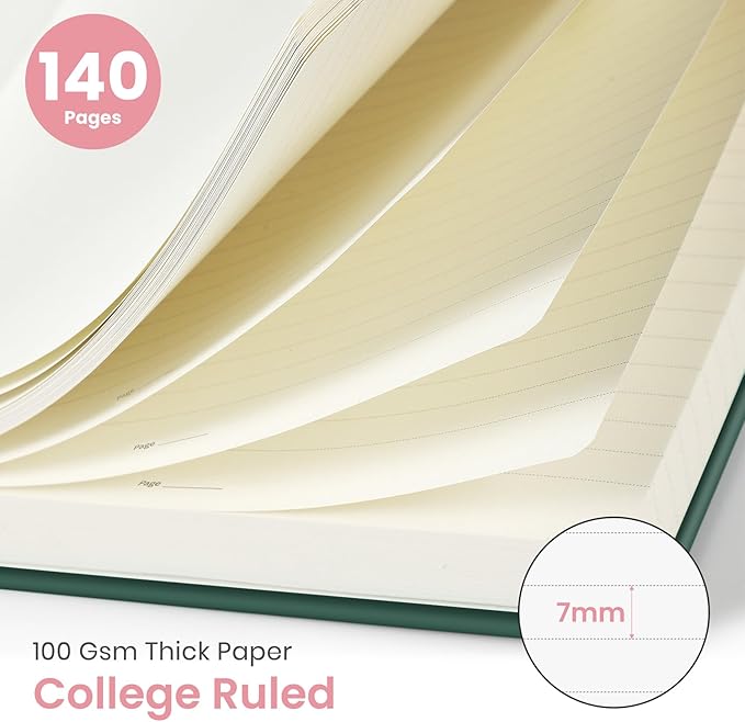 Taja Lined Spiral Journal Notebook for Women, A5 Cute College Ruled Hardcover Notebook for Work & Note Taking, Pretty Journal for Writing, 140 Pages, Blooming Symphony