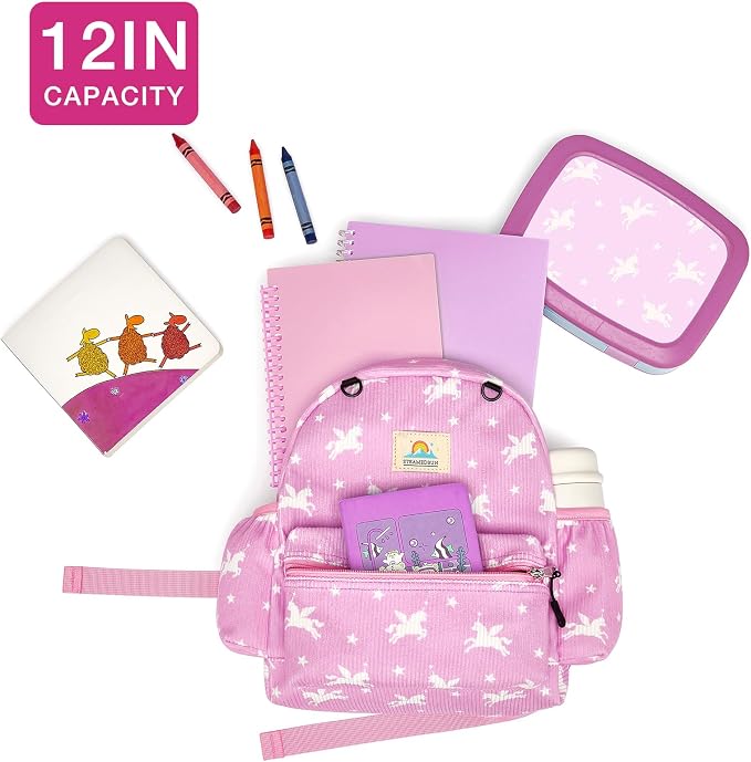 STEAMEDBUN Corduroy Toddler Backpack for Girls 2-4: Kids backpack for Boys Girls - 12 inch Preschool Kindergarten Backpacks - Pink Unicorn