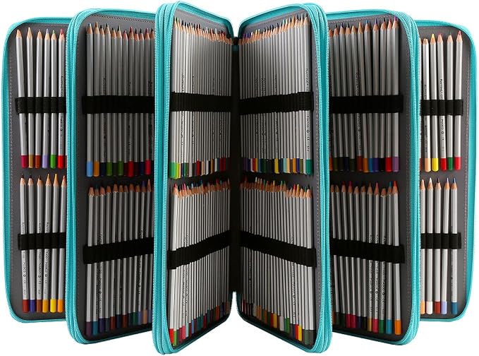600-Slot Colored Pencil Case, 5-Layer Zipper with Shoulder strap and Handle | Organizer Bag for Pencil Storage Case for Artist Painter Office Sketch Travel Supplies
