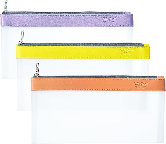 Mr. Pen- Clear Pencil Pouch, 8.50"x4.25", 3 Pack, Durable TPU Material, Medium Water-Resistant Pencil Bags with Smooth Zipper, Multipurpose Clear Pouch for Stationery, School, Office, Travel Supplies