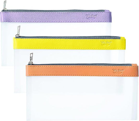 Mr. Pen- Clear Pencil Pouch, 8.50"x4.25", 3 Pack, Durable TPU Material, Medium Water-Resistant Pencil Bags with Smooth Zipper, Multipurpose Clear Pouch for Stationery, School, Office, Travel Supplies