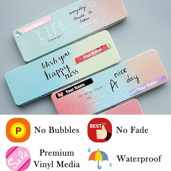 120 PCS Personalized Labels for Kids，Custom Name Tag Stickers Labels Waterproof for School Supplies,Water Bottle,Lunch Box,Toys(2.3 x 0.4 in)